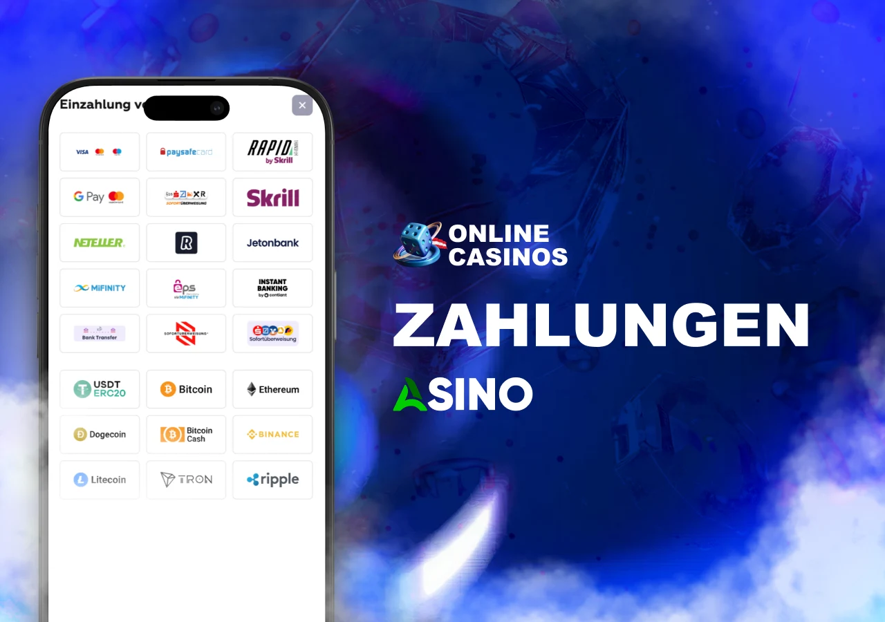 Verfügbare Zahlungsoptionen mit Informationen zu Einzahlungen und Auszahlungen
