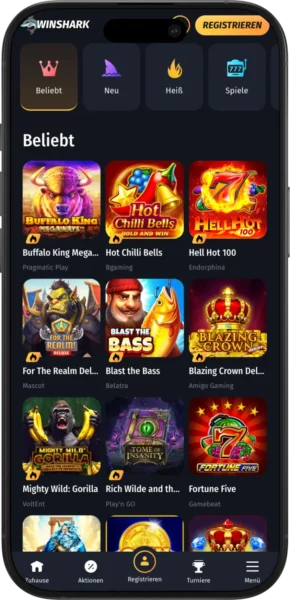 Winshark Casino-Spiele-Seite